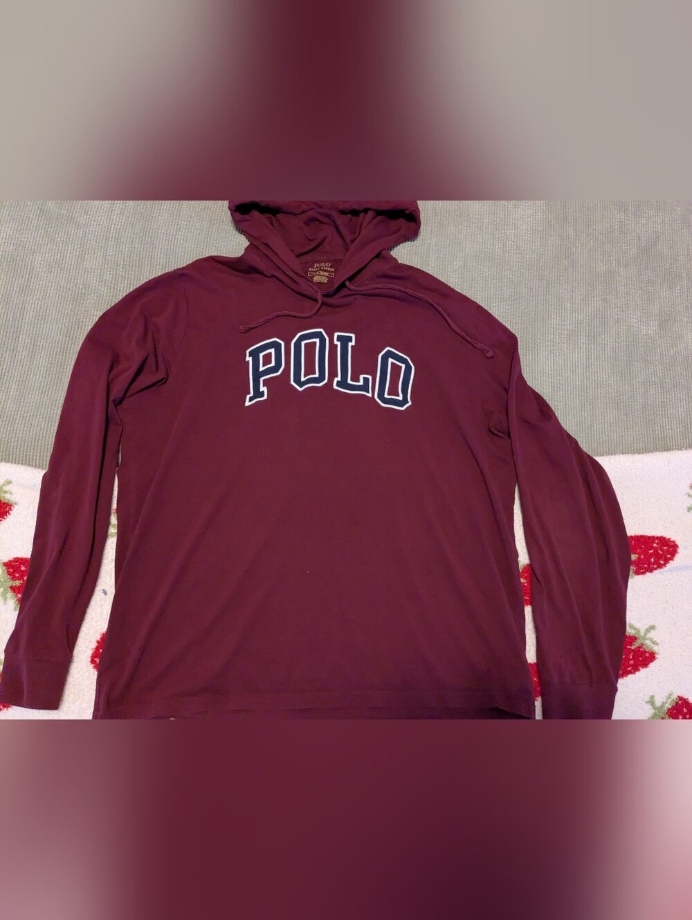 Polo Ralph Lauren Tshirt Hoodie Lightweight Burgundy Red Size Large